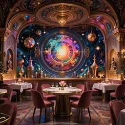 The restaurant at the end of the universe. Dramatic setting, intricate art, trending on artstation