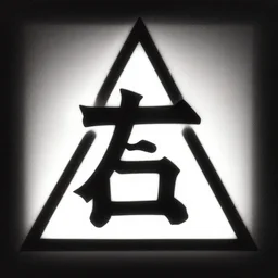 album cover art for large katakana in center triangle design outer by akihiko yoshida