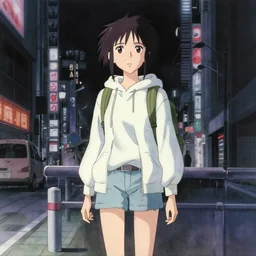 anime movie scene, mamoru oshii, otomo, ultra wide, vanishing point, hoody woman explorer, watercolor, dripping, shinjuku, dark train tunnel entrance, waterfall, sun beam, dusty volumetric light, back lit, paper texture, puddles, brutalist, golden ratio