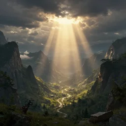 divine intervention, god rays, digital art, landscape, fantasy art, octane render, unreal engine, high detail, very realistic, by greg rutkowski. by james gurney