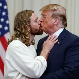 Trump kissing Jesus