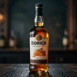 a highly stylized photo of a bottle of whiskey, product shot, commercial advertisment, cinematic