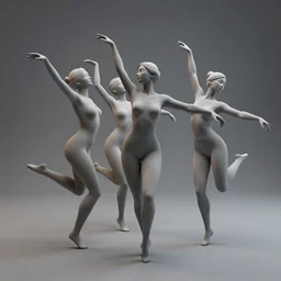 dancing women, 3 d image, by jean arp and jim burns, award winning, matte