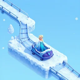 frozen, elsa, snow, dark ride, isometric 2. 5 d game level, myvmk, with detailed, clean, cartoon, pixar, disney, toon shader, arnold maya render, unreal engine, artgerm, artstation by miha rinne