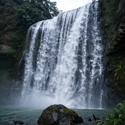 a pinhole photograph of a waterfall