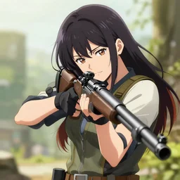 anime key visual of tanya degurechaff aiming down a bolt action rifle, official digital media illustrated by artist so - bin, trending on artstation