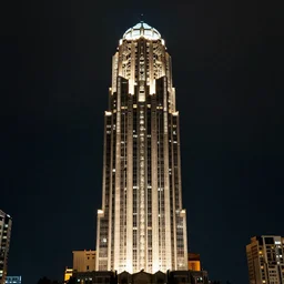 glowing art deco tower