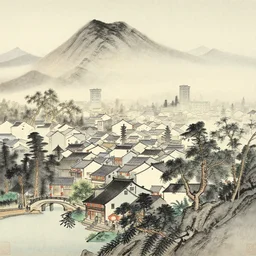 an elder chinese city by kawase hasui. hd