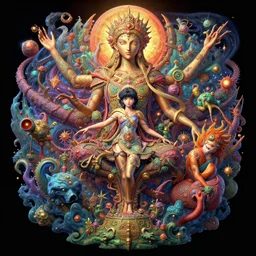 the dream of creation, metaphysical art, surrealism, zbrush, unreal engine, vibrant, detailed, by akira toriyama and tim doyle