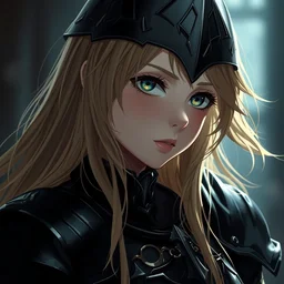 baroque oil painting of japanese light novel illustration anime key visual full body shot closeup | young girl in black military crusader armour with long flowing blonde hair | perfect face fine detail quiet wistful gaze | lotr gapmoe kuudere moody grimdark studio lighting highlights sharp contrast bokeh | trending pixiv fanbox | by greg rutkowski makoto shinkai takashi takeuchi studio ghibli