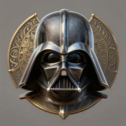 perfectly - centered - 3 d of a templar knight helmet design inspired by darth vader, intricate, highly detailed, digital painting, artstation, concept art, smooth, sharp focus, illustration, unreal engine 5, 8 k, art by artgerm and greg rutkowski and alphonse mucha