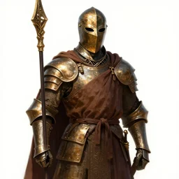 a monk knight in bronze armour with a bronze mask concept art