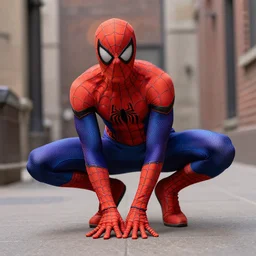 dslr photo of orange and purple spider-man