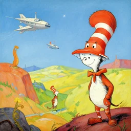 endor landscape in the style of dr. seuss, starships, painting by albert bierstadt