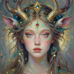 portrait of the beautiful young goddess of fauna, unusual beauty, etheric, outworldly colours, emotionally evoking symbolic metaphors, head in focus, fantasy, ornamental, intricate, elegant, highly detailed hyperrealistic painting, artstation, concept art, painterly, golden ratio, sharp focus, illustration, art by tomasz alen kopera,