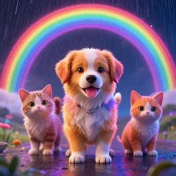 photorealistic puppies, kittens, and rainbows. hyperdetailed photorealism, 1 0 8 megapixels, amazing depth, glowing rich colors, powerful imagery, psychedelic overtones, 3 d finalrender, 3 d shading, cinematic lighting, artstation concept art