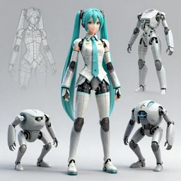 professional engineering CAD assembly diagram of a realistic android bodyguard modeled after Hatsune Miku and with slender body type and detailed ceramic tile armor plates, solidworks, catia, autodesk inventor, unreal engine, gynoid cad design inspired by Masamune Shirow and Boston Dynamics and Ross Tran and WLOP, product showcase, octane render 8k