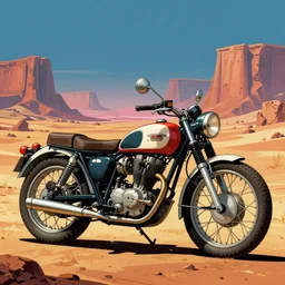 vintage classic motorcycle, moebius and ralph mcquarrie style, retro sci - fi, blade runner 2 0 4 9, pulp sci - fi, technical illustration, psychedelic