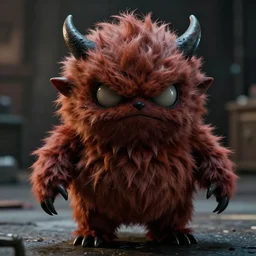 cinematic photo of a very evil looking furby, detailed fur, scary, 1988