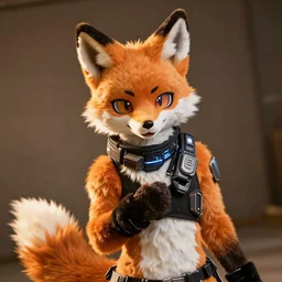 anthropomorphic cyber punk fox, fursuit, cosplay, warm light, trending on instagram, photography