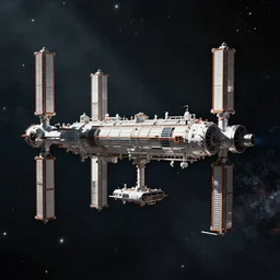 a giant space station, futuristic, stars, movie still