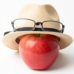 apple with a hat and glasses