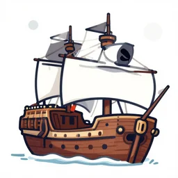 pirate ship in space, style of hydro74, flat art, line