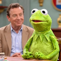 a still of kermit the frog in mr bean's holiday ( 2 0 0 4 )