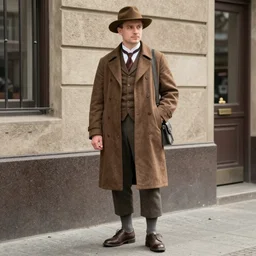 A male German street fashion blogger from Berlin in the nineteen-twenties, highly detailed photo full shot