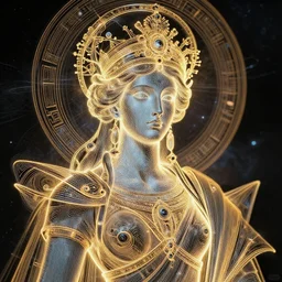 portrait of the powerful empress of the solar system in the style of umberto boccioni. glowing, ornate and intricate linework, sharp focus, depth of field, stunning, dynamic lighting, ultrafine and hyperdetailed.