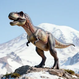 T-Rex standing on the summit of Mt. Rainier
