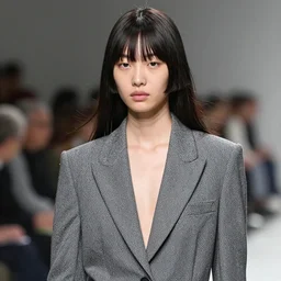 ektachrome, youthful asian demure, exquisite features, feminine cut, frontiers in flight chunky suit, sebastian faena
