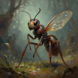 A painting of an anthropomorphic ant queen standing on her hind legs formian pathfinder,  digital art 4k unsettling alien ,  Wayne Barlowe Pierre Pellegrini Greg Rutkowski