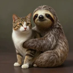 hybrid animal of a cat and a sloth. atmospheric lighting. highly detailed digital painting. concept art.