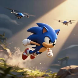 sonic flying a drone, animated series