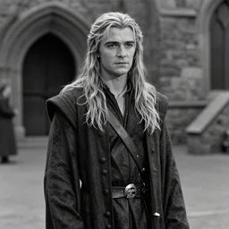 Orlando Bloom as Legolas, still from the black-and-white silent film The Lord of the Rings (1923)
