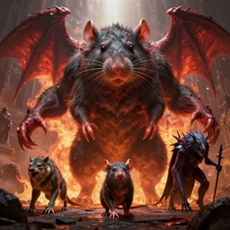 by artgerm and agostino arrivabene, visually stunning, cinematic, ultra realistic, hyper realism, 1 2 k, epic, octane render, unreal engine, vfx, maya, mortal coil, hellfire, giant rat, imp master, timber wolf, bloodbloom, dread infernal, wee whelp, voidwalker