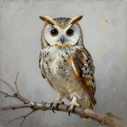impressionist painting of an owl deer hybrid