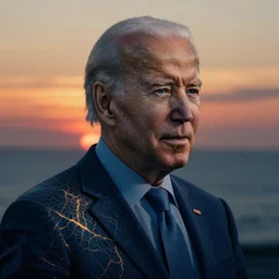 joe biden, glowing veins subsurface scattering, deep sea, sunset, portrait by gerald brom, by mikhail vrubel, by peter elson, muted colors, extreme detail, trending on artstation, 8 k
