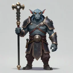 full face and body D&D character art illustration of a hobgoblin fighter, by Wayne Reynolds.