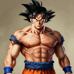 nic cage as goku, buff, painted portrait, highly detailed,
