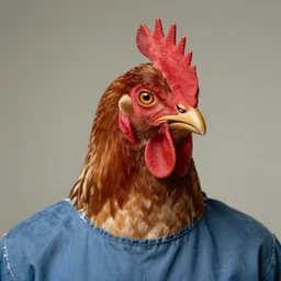 inmate with chicken face and chicken head