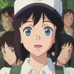 a film still of a 1 9 5 0's happy zoo keeper girl, blue eyes, finely detailed features, closeup at the faces, perfect art, in the zooyard, gapmoe yandere grimdark, trending on pixiv fanbox, painted by gaston bussiere, makoto shinkai, akihiko yoshida, gaston bussiere, craig mullins