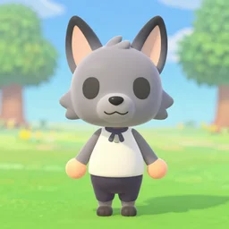 a cute chibi werewolf animal crossing villager. animal crossing character. 3 d render, 3 d model rip, simplified, symmetry, animal crossing new horizons, hq, artgerm, arstation,