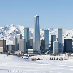 A big modern city on a snow mountain