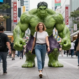 , gwendoline christie as she - hulk, walking in shinjuku, photorealistic, highly detailed, trending on artstation, octane rendering