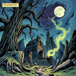 an hp lovecraft comic book, full color, detailed