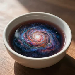 A delicious bowl with The Universe inside, a bowl that contains the universe, the only lighting is from the sunlight, photorealistic imagery, 35mm photography, professional photography, 4k, 8k