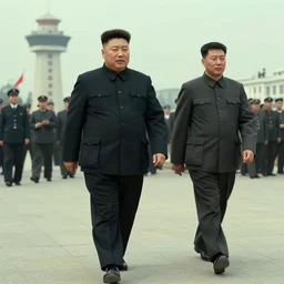 kim jong - il walking in 1 9 6 0 s pyongyang, film noir thriller in the style of orson welles and andrei tarkovski