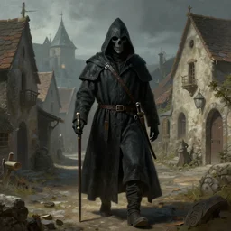 Plague Doctor in a medieval village by Greg Rutkowski, photorealistic, volumetric lighting, HD, subtle details, dramatic